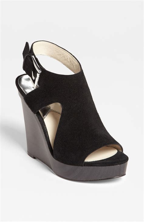 michael kors black weges|Michael Kors suede wedge sandals.